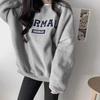 Women's 190g Plus Velvet Korean Style Printed Sweatshirt - Cozy Niche Pullover Trend