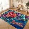 Floral Garden Theme Soft Crystal Velvet Rug Custom Name & Text Print Non Slip Floor Rug for Bedroom Living Room