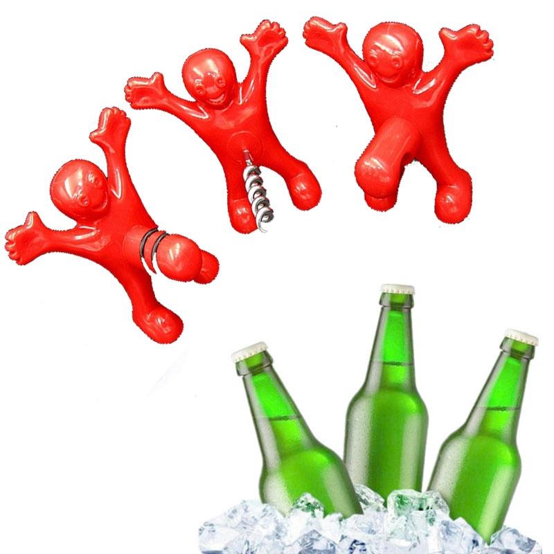 Кухня Бар Красный Веселый Счастливый Человек Вино Пиво Бутылка Газировки Новинка Открывалка Пробка