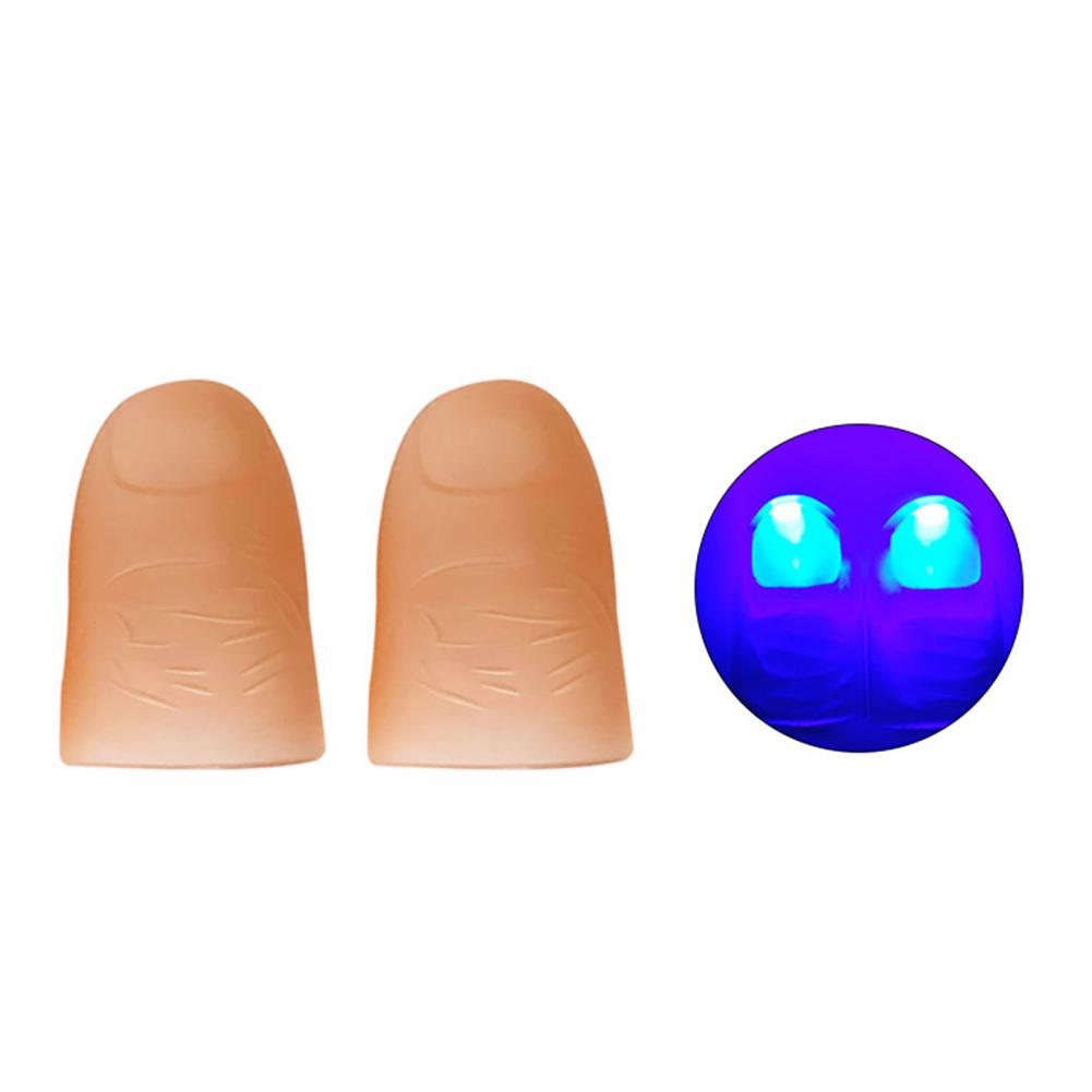 2Pcs Magic Light Up Finger Fingers LED Tricks Thumb Props Halloween Christmas Festival Party Novelty Funny Toys For Child Adult