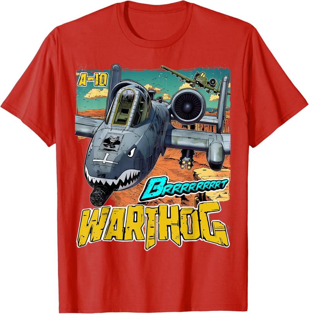 A10 Warthog Attack Aircraft Funny Comic Graphic TShirt 100 Cotton ONeck Short Sleeve Summer Casual Mens Tshirt Streetwear