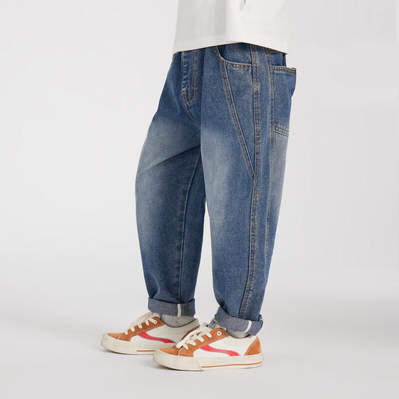 Duo Duo Jia Boys' Embroidered Washed Denim Jeans