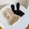 Knitted Rabbit Ear Hats Solid Color Plush Skull Cap Lovely Women Beanie Hat  Girl