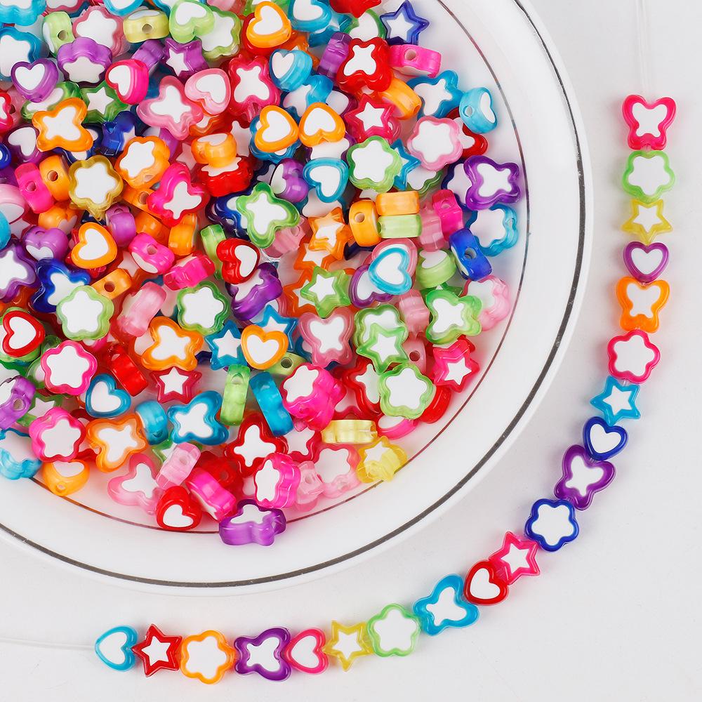 100 шт. изготовление ювелирных изделий своими руками для бабочки, цветка, звезды, акриловые свободные бусины, оптовая продажа, ожерелье, браслет, кулон