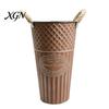 Large Open Mouth Bouquet Vase Vintage Metal Flower Buckets, Rustic Vases with Handles, Floral Containers, Wide Nostalgic Indoor Display Plant