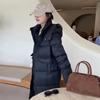 Длинный пуховик до колена женский 2025 зима новая мода с капюшоном милый большой карман теплый короткий пуховик