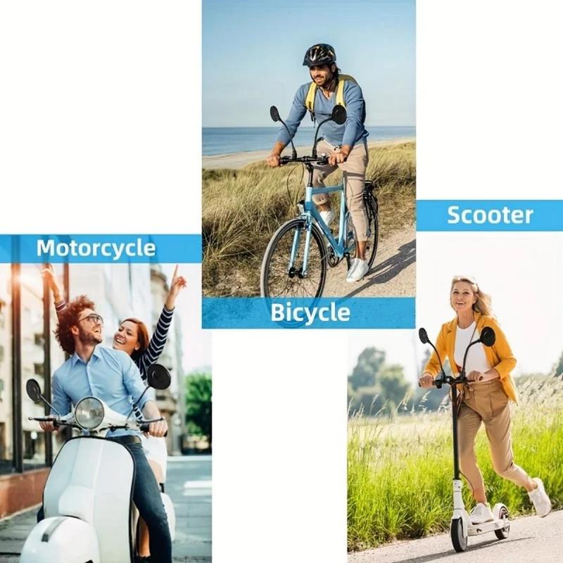 DOMEN Bicycle Rearview Handlebar Mirrors 360 Rotatable for Bike Motorcycle Bendable Hose Adjustable Wide Angle Rear View Mirror