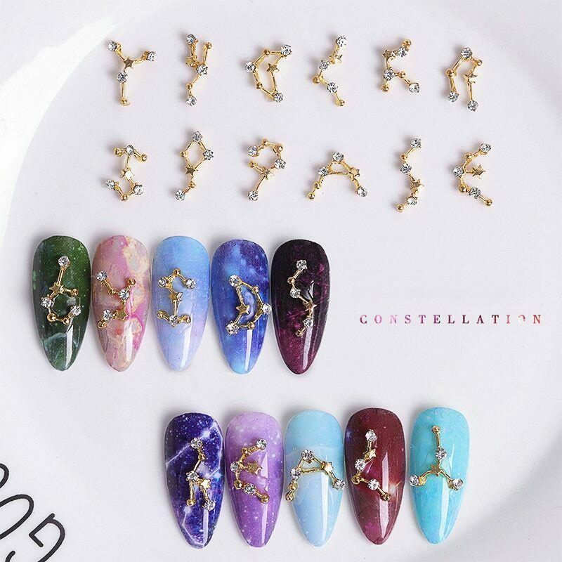 12 созвездий, сплав циркона, 3D хрустальные стразы, украшение для ногтей