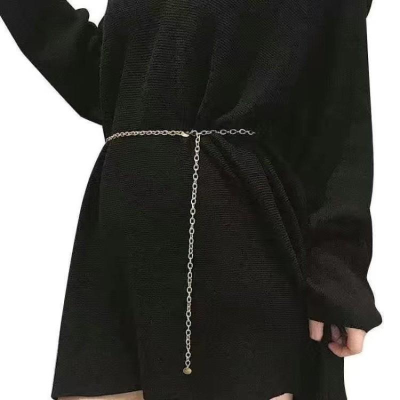 Стильный летний пояс-цепочка на талию с крупными жемчужинами и акцентами в виде бабочек для платьев