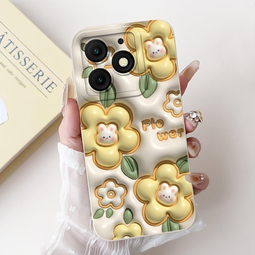 For Itel A50 Back Cover On ItelA50 A 50 Coque Funda Flower Butterfly 2024 New Women Fashion Phone Case Liquid Silicone Bumper