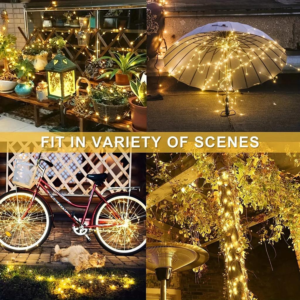 Solar LED Fairy String Lights Waterproof Copper Wire Garden Patio Christmas Decoration With 8 Modes