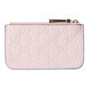 Gucci GG Embossed Light Pink Leather Card Holder, Gold Hardware Zip Closure, Women's Daily Travel Coin Purse 847205-AAFDV-5734