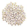 Beads - Round - Letters - White and Gold - For Jewelry, Necklace, Bracelet