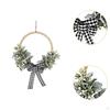 Wooden Bead Wreath Front Door Bow Sign Bedroom Artificial Greenery Leaves 45cm for Wall