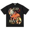 ASAP A AP ROCKY Уличный Хип-Хоп Рэп Футболка Мужская Тяжелый Хлопок Свободная Маленький Вырез Удобная Дышащая Короткие Рукава