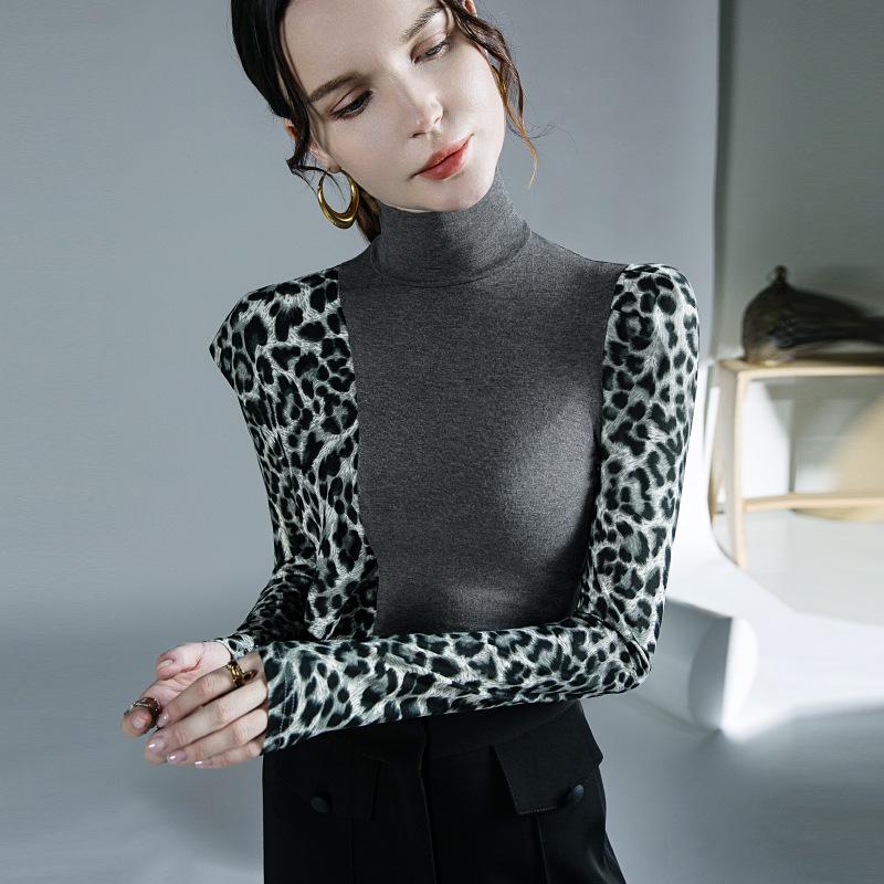 Длинный топ с леопардовым принтом и оборками на осень/зиму