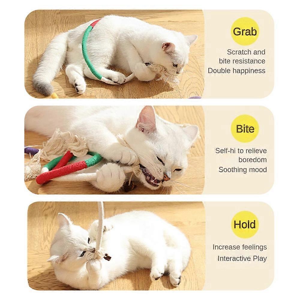 Sisal Rope Cat Toys 3 Pack Anti-Bite Catnip Toys Cat Toys for Bored Indoor Cats Safe Teeth Cleaning Chew Cat Toys Interactive Cat Kick Toys for Indoor