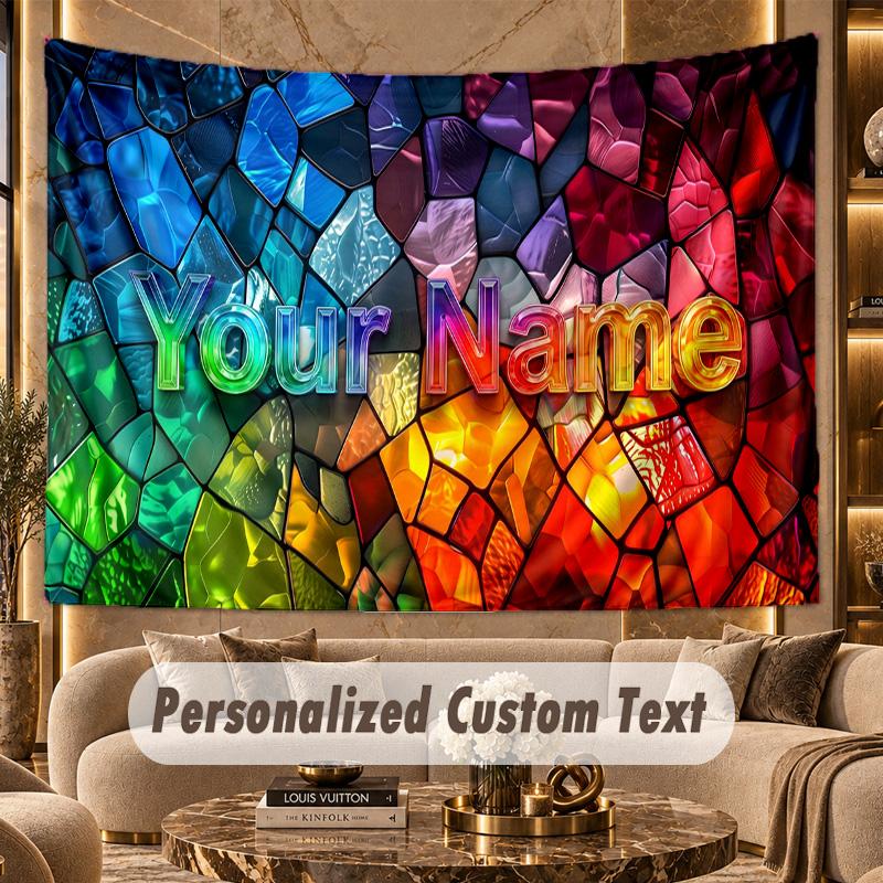 Decorative Artwork (1) Theme Personalized Tapestry Custom Name Text Wall Hanging Tapestry Home Background Decoration
