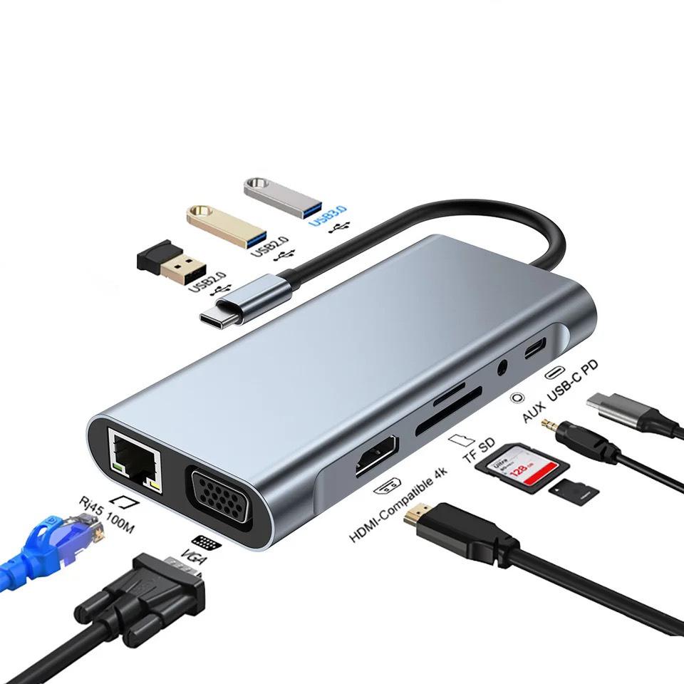 Расширение хаба USB-C на HDMI 4K: Док-станция-конвертер видео высокой четкости 3-в-1