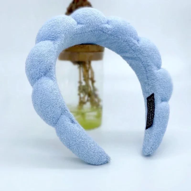 Корейская мягкая повязка на голову с облаком и губкой, пышные повязки для волос в стиле ретро, ​​женские повязки для волос с фиксированной челкой, обручи для волос для красоты, макияжа, головные уборы