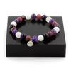 Stones and Minerals. Purple Tiger Eye + Amethyst + Moonstone Pearl Bracelet + Made In France.