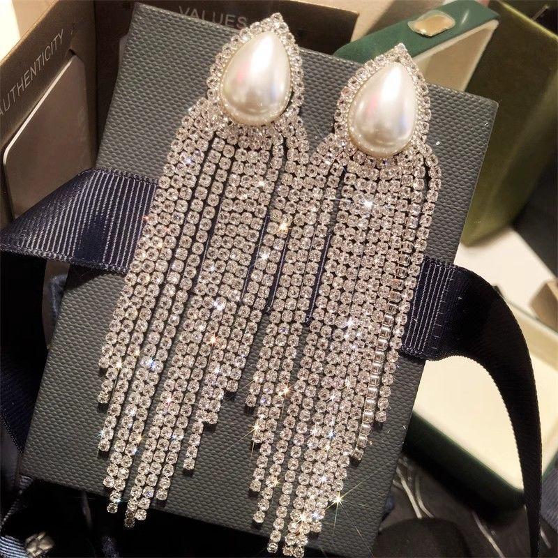 Супер Вспышка Роскошные Длинные Серьги с Кисточками Свадебные Серьги для Свадебного Платья Банкетные Серьги Классическое Ощущение