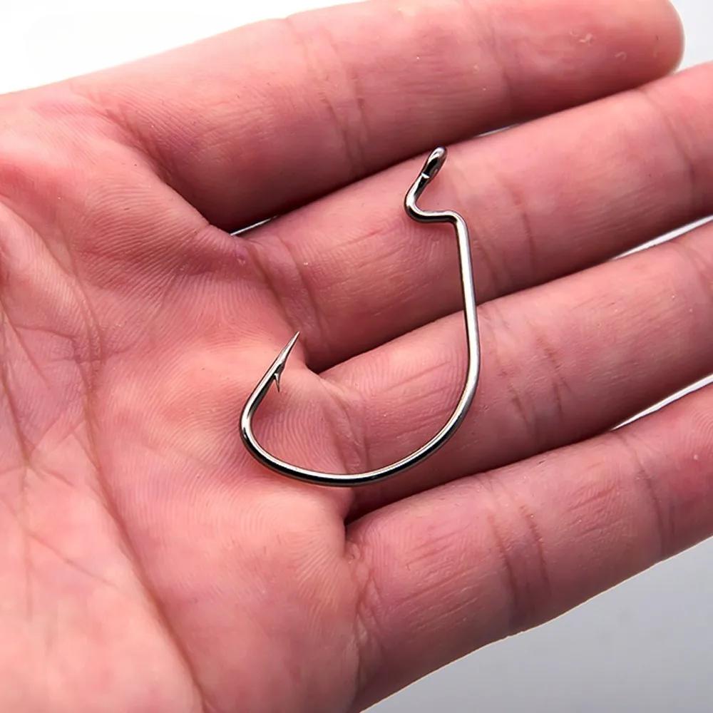 50pcs/Lot High Carbon Steel Fishing Hooks Crank Hook For Soft Worm Bait 1# 2# 4# 6# 8# 1/0#-5/0# New Fishing Gear