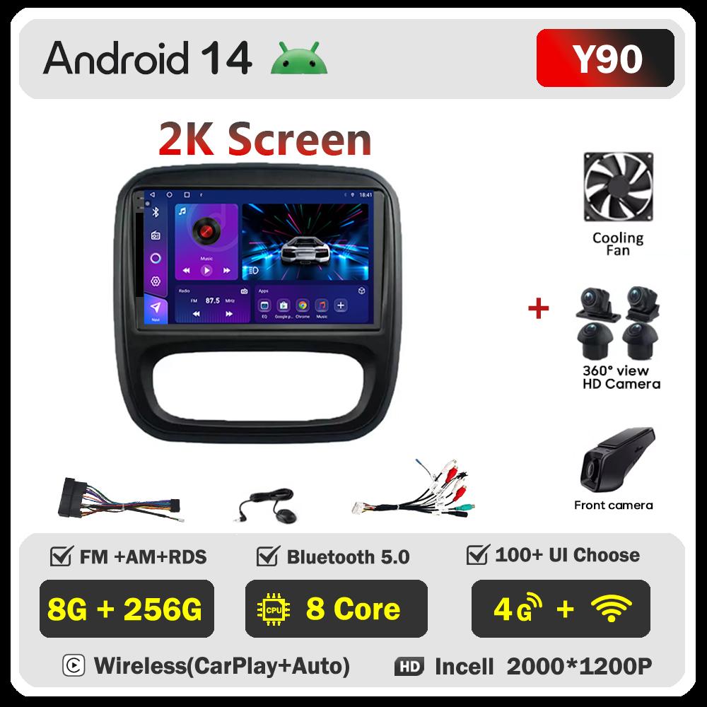 Android 14 интеллектуальные автомобильные системы для Renault Traffic 3 2014 - 2021 для Opel Vivaro B 2014 - 2018 автомобильный радиоплеер стерео головное устройство