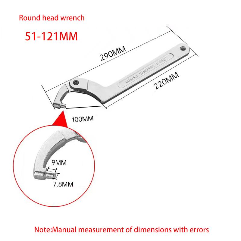 Adjustable Wrench Hook Spanner Square/Round Head CR-V Spanner For Round Bolt Maintenance Dismantling Tools 19-51/32-76/51-120mm