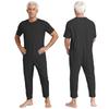 Мужской адаптивный комбинезон XS-3XL: Круглый вырез, короткий рукав, однотонная, с молнией сзади, для пожилых людей с деменцией и людей с особыми потребностями