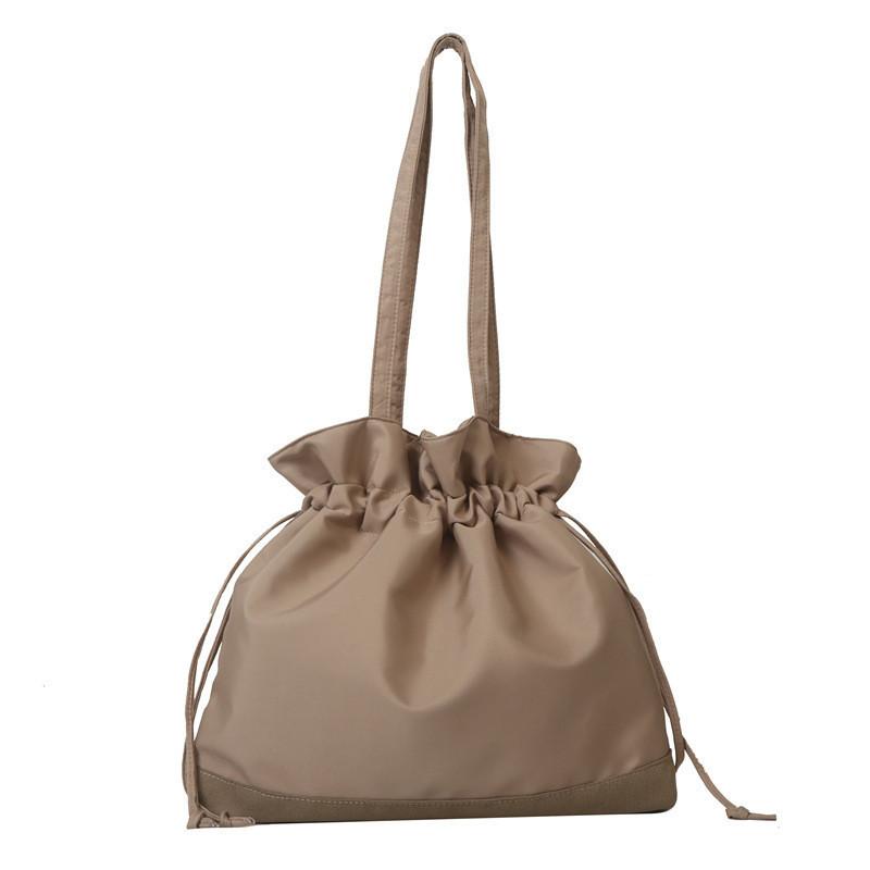 Trendy Street Style Bucket Bag For Women Winter Large Capacity White Shoulder Bag