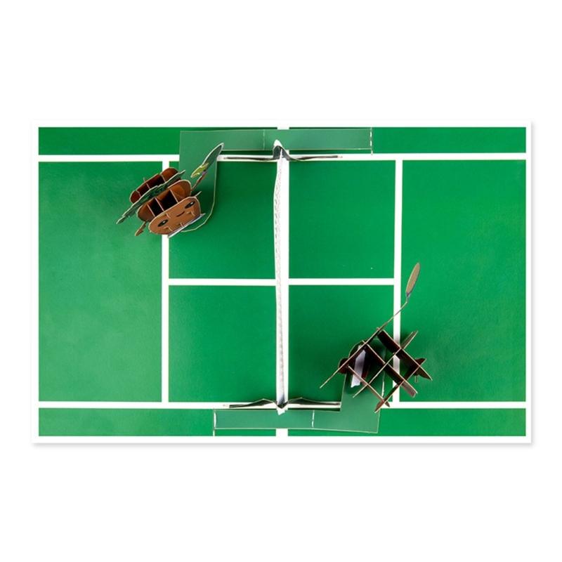 Tennis Theme 3D Greeting Card Happy Birthday Card with Envelope Creative Fathers Day Gift for Dad Grandad Husband