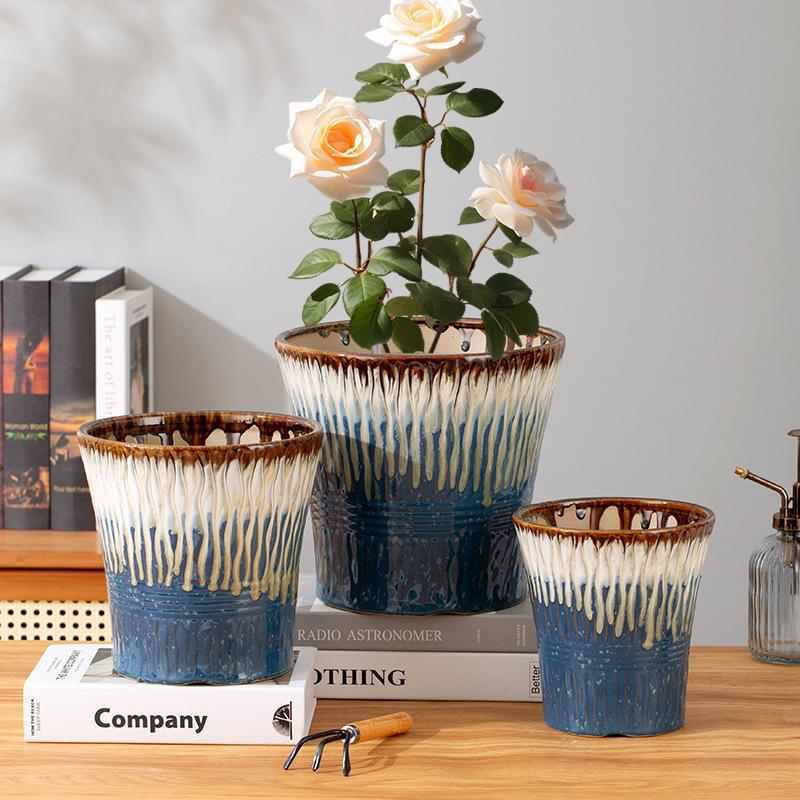 Большой керамический цветочный горшок в скандинавском стиле для денежного дерева, сциндапсуса и кливии