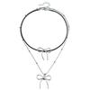 Accessories, High-End Temperament, Double-Layered Bow Necklace, Sweet And Cool Spice Girl Collarbone Chain.