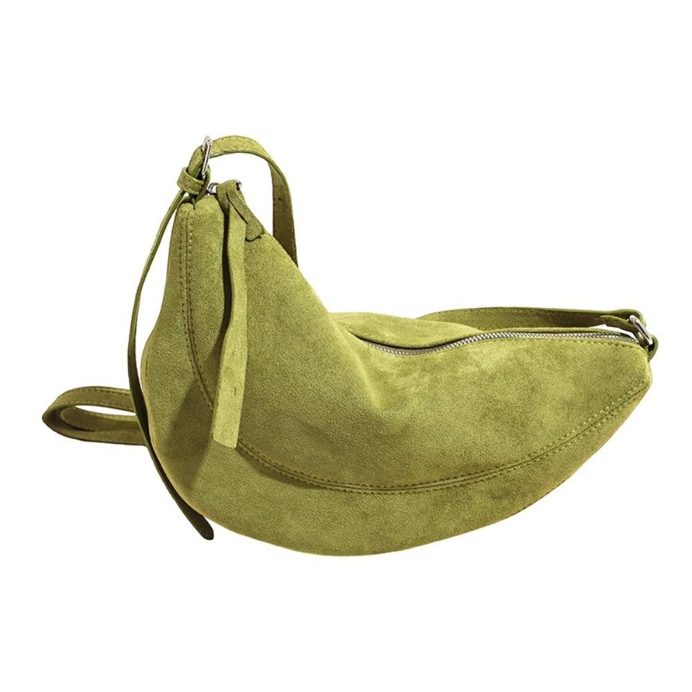 Simple Suede Leather Crossbody Bag Zipper Soft Shoulder Bag Commuting Bag Commuting