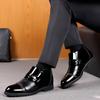 Мужские ленивые педали модные универсальные высокие кожаные туфли из хлопка зимние бархатные теплые утолщенные деловые мужские туфли для отца