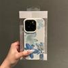 Белый Чехол для iPhone 17 16 Pro Max 14 15 13 Pro 12/11 с Элегантным Синим Дизайном Лилии, Белым Узором Личи и Отпечатками Губ Черепахи