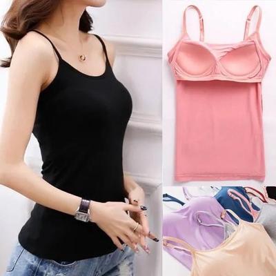 Женский бюстгальтер с подкладкой, майка, однотонный топ, жилет, женский топ со встроенным бюстгальтером, одежда для фитнеса