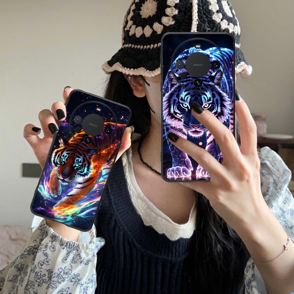 Tiger Neon Mobile Cell Phone Case for Huawei Mate 60 50 40 30 20 10 Pro Plus Lite E 5G Colorful Printing Cover Pretty Cellphones
