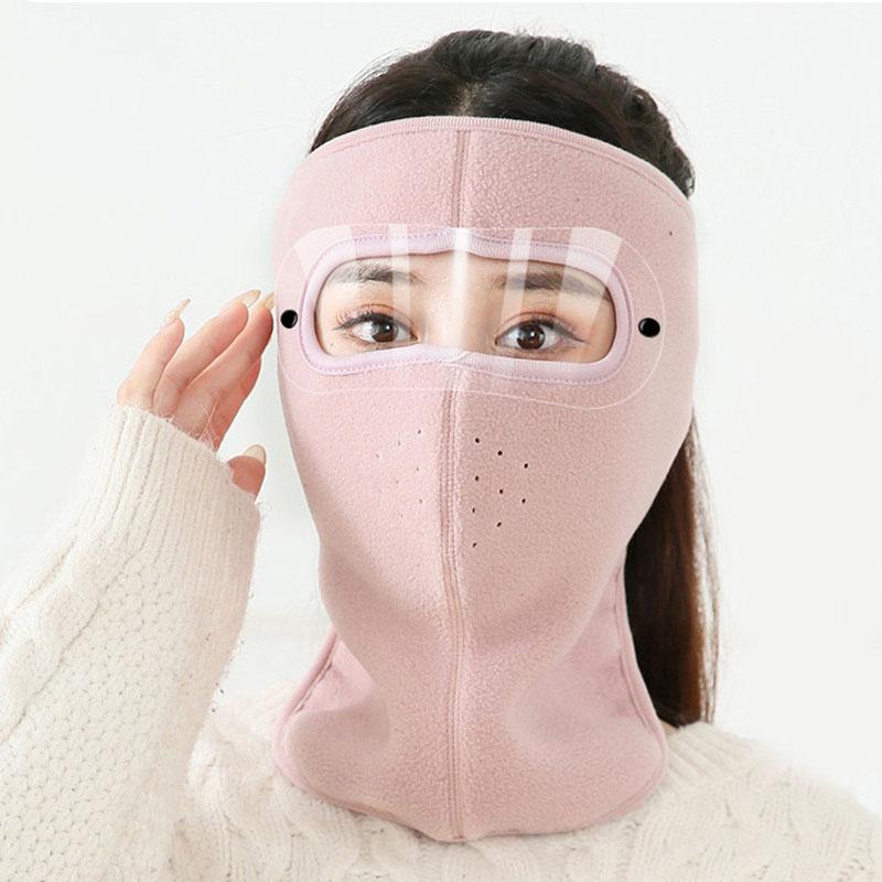 1-10PCS Thickened Fleece Face Mask with Earmuffs and Goggles for Fall and Winter Cold Proof Windproof Cycling Head Cover