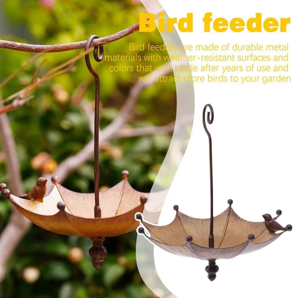 Metal umbrella shaped bird feeder hanging handicraft garden courtyard decoration garden bird house 23.5x23.5x28 cm
