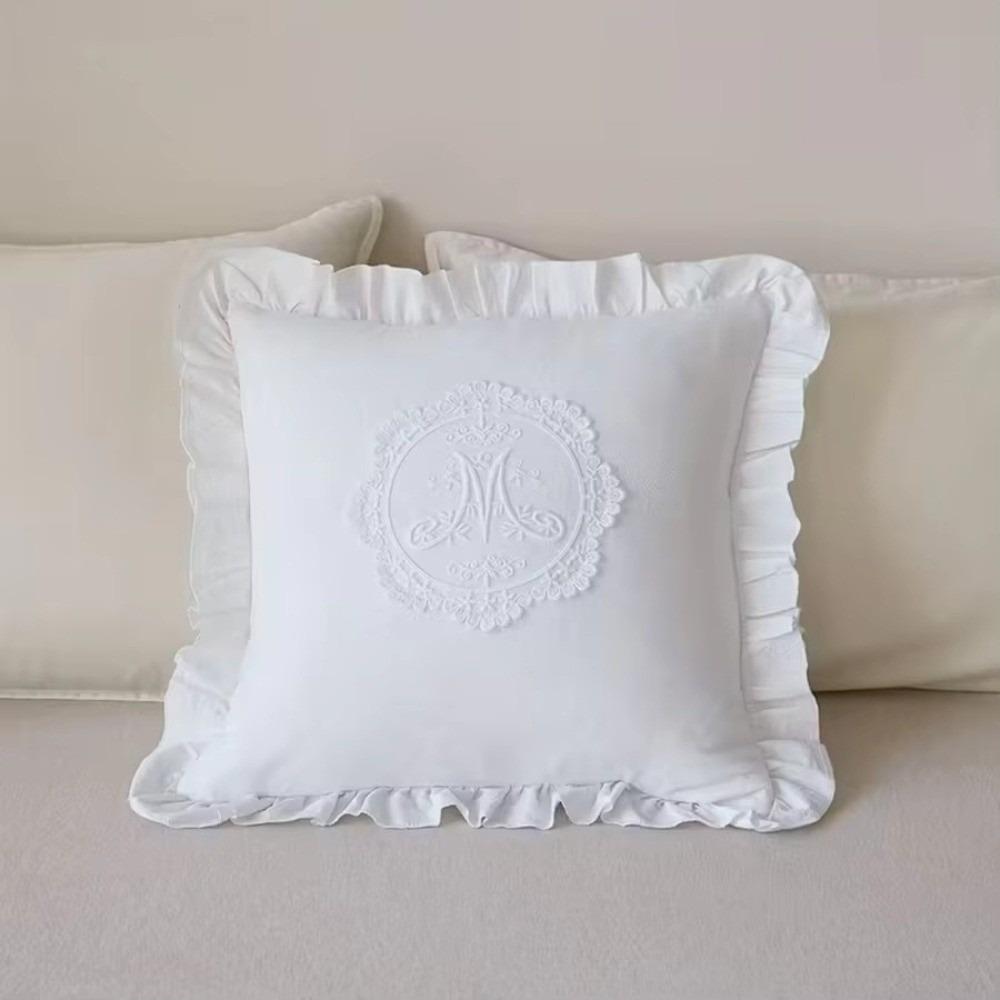 Washed Material Pillow Cover French Lace Bedroom Pillow Shell Comfortable Cushion Cover
