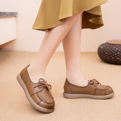 Женская обувь из коровьей кожи на все сезоны, супермягкая подошва, с мелким вырезом, противоскользящие повседневные кроссовки, женские балетки, обувь для мамы