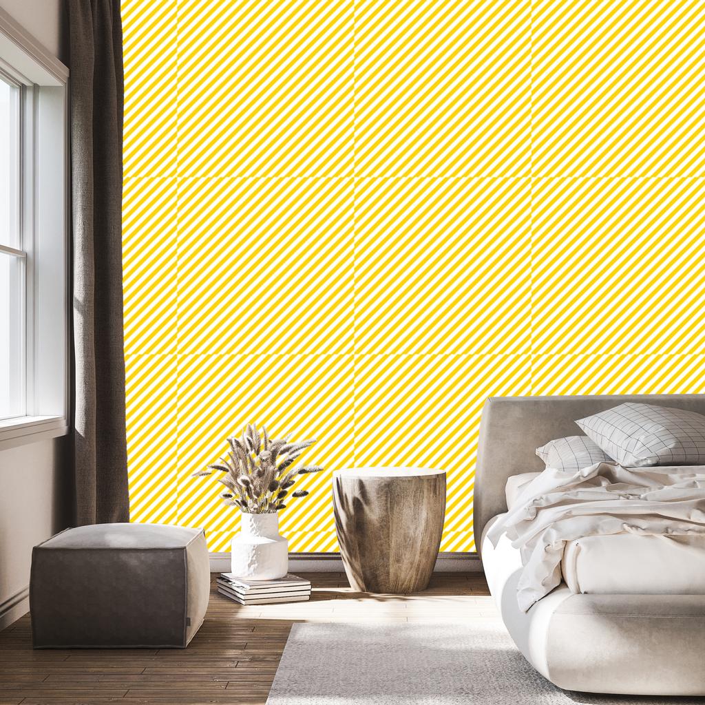 Cream and yellow stripes wallpaper, cream background for living room and bedroom 50x1000