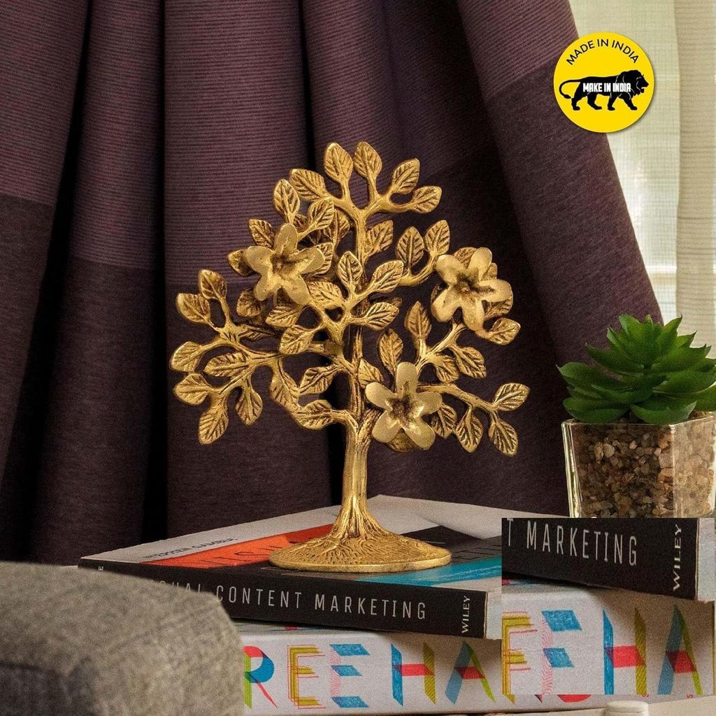 Showpiece (7.5 Inches) Trees of Life - Home Decor - Gift for Good Luck Vastu and Fengshui - Best In Living Room Table Decoration with Antique Polish