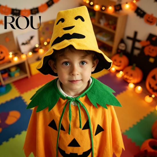 Lightweight Halloween Cosplay Cape Pumpkin Poncho Costume for Kids Adults, Unisex Soft Adjustable Neckline Cloak Cape, Party Outfits Masquerade,