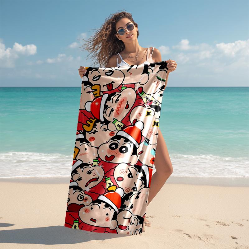 proof beach towel with Crayon Shin-chan pattern - soft,absorbent,quick-drying,machine washable - perfect for swimming,camping,bathing