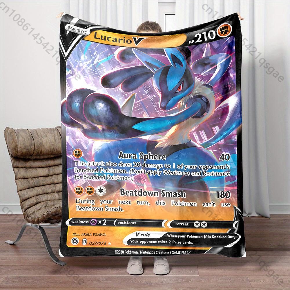 1PC Pokémon Lucario Card Pattern Blanket Warm Soft Fluffy Kids Adult Sofa Bed Throw Blanket Suitable Travel Camping for Gifts