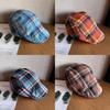Клетчатый берет модной женской расцветки, летний дышащий, из смесового хлопка