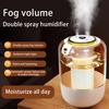 Air Humidifier with Colorful Light LED Humidity Display Dual Nozzles USB Cool Mist Humidifier Quiet Home Office Bedroom Essential Oil Diffuser